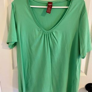 Olsen Green V-Neck Tee Size 14 XXL